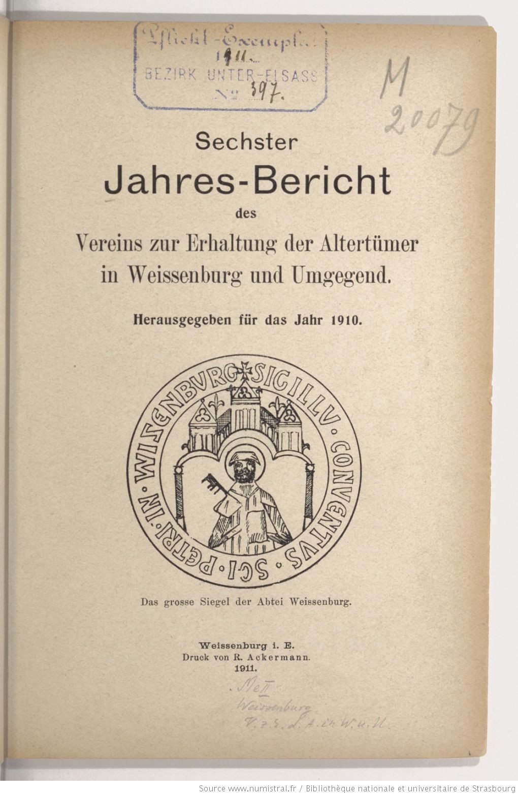 Jahres-Bericht des Vereins zur Erhaltung der Altertümer in Weissenburg und Umgegend