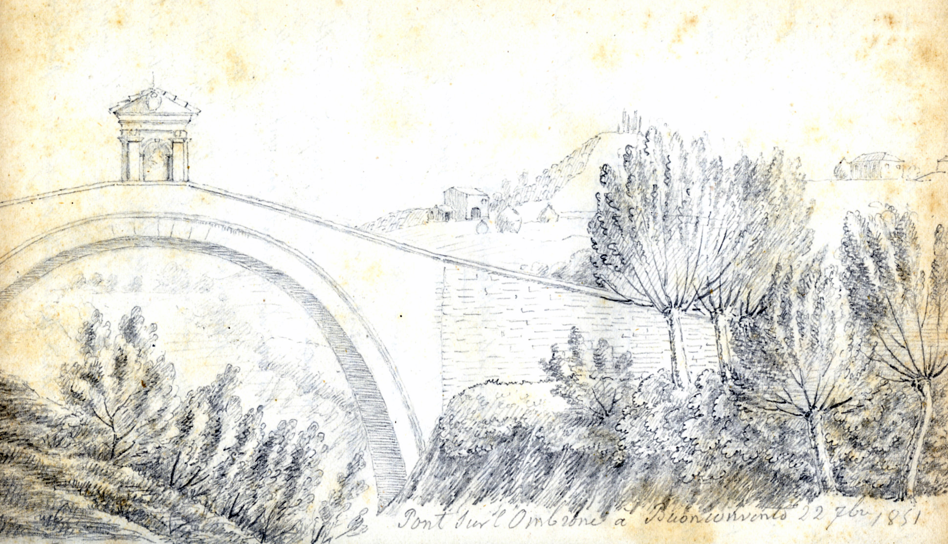 Dessin, pont sur l'Ombrone