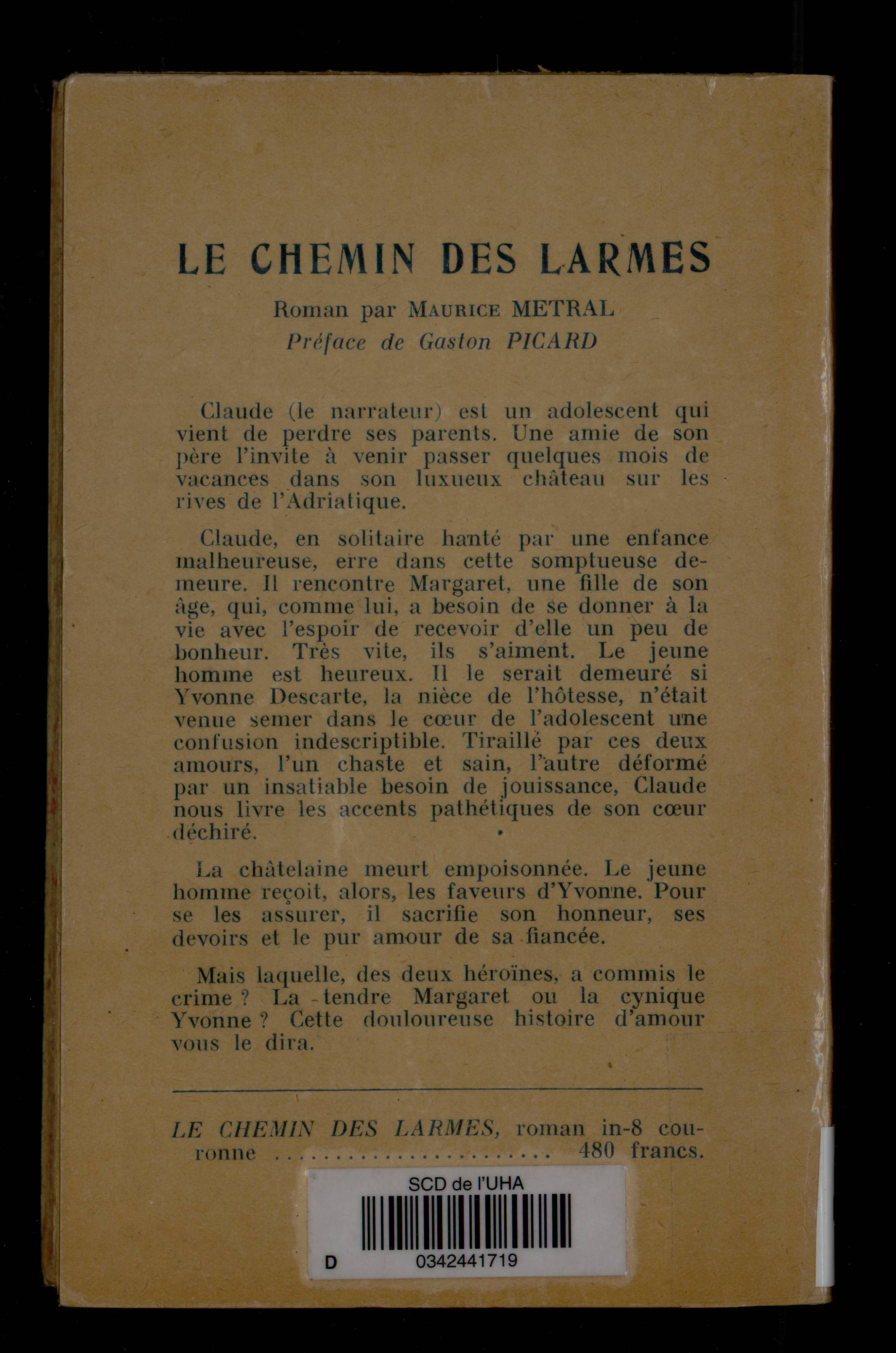 Début du texte (Le chemin des larmes), 847_METR