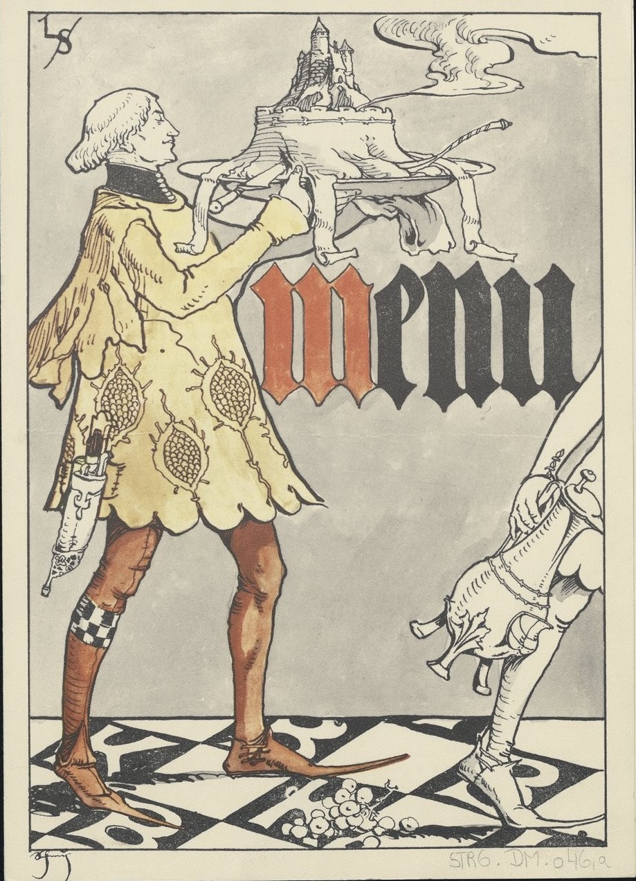 Menu de la maison Kammerzell, illustré par Léo Schnug, 1900