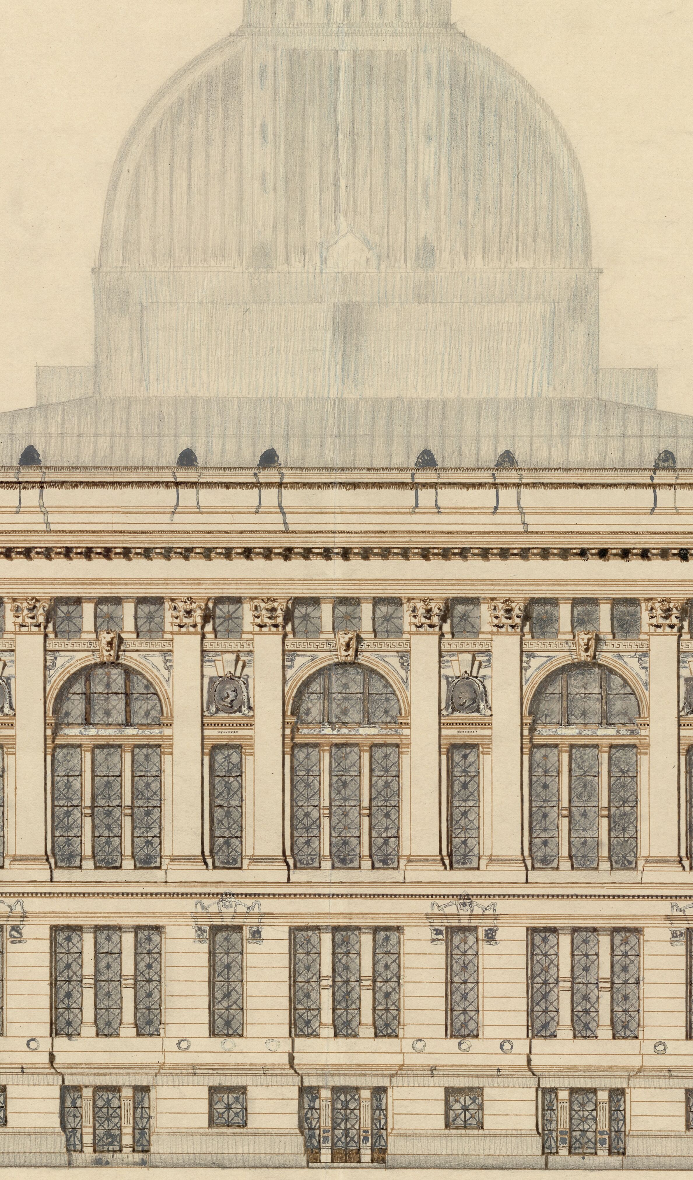 Façade arrière, projet définitif non signé de Hartel et Neckelmann