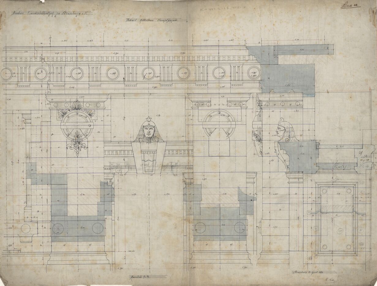 Plan d’exécution de Richard Kuder pour la façade principale. 